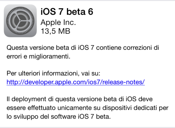 ios 7 beta 6