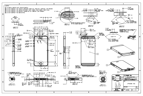 Apple mostra le caratteristiche del design dell'iPhone 5S per i produttori di custodie