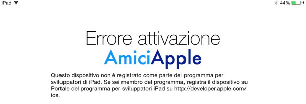 Errore di attivazione - amiciapple