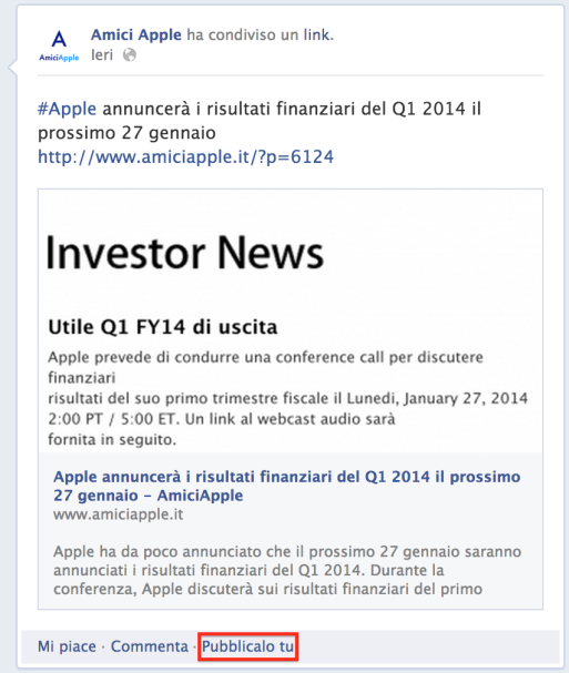 Facebook - pubblicalo tu