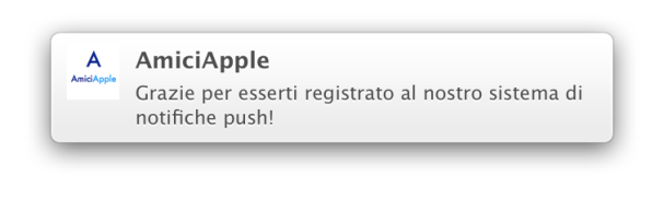 Notifica di benvenuto - AmiciApple