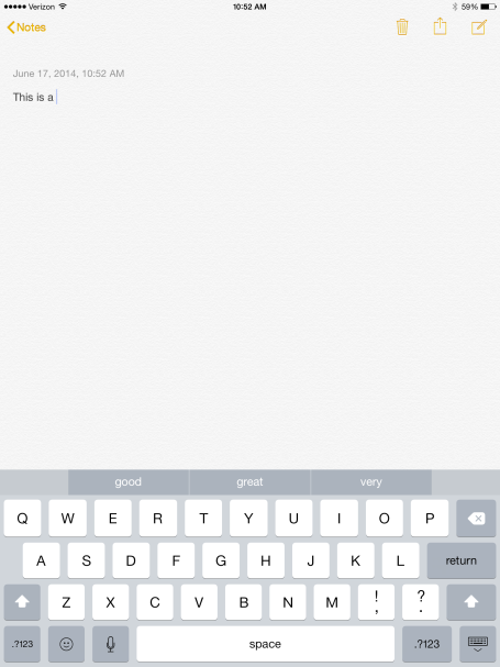 QuickType iPad iOS 8 beta 2